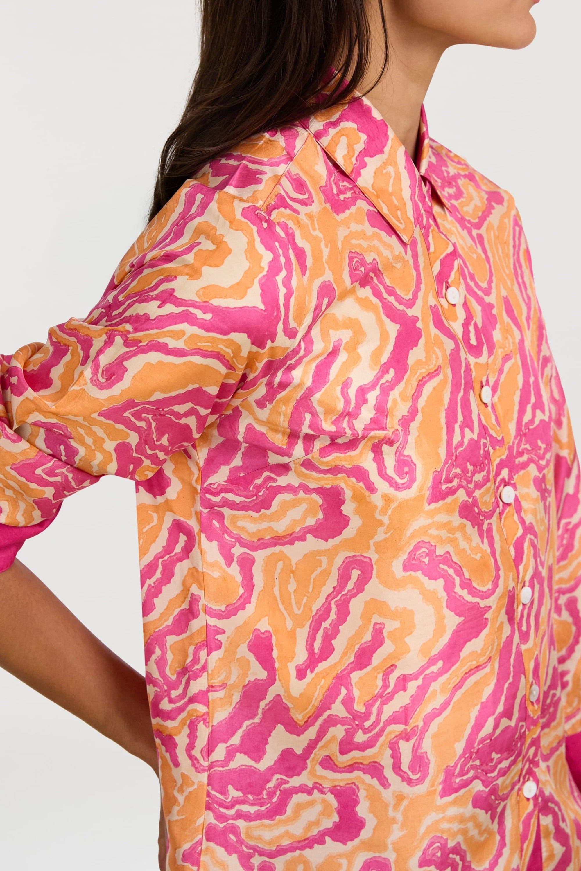 Bella long-sleeved silk shirt - Neutral