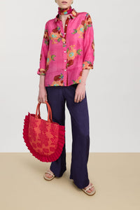 Bella long-sleeved silk shirt - Neutral