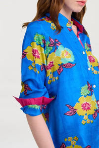 Bella long-sleeved silk shirt - Blue