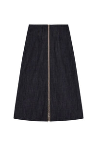 Cotton denim A-line skirt - Blue