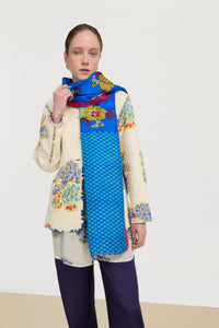 RECO PRIX : 168 // Silk Shawl 100X200Cm Dandelion Blue