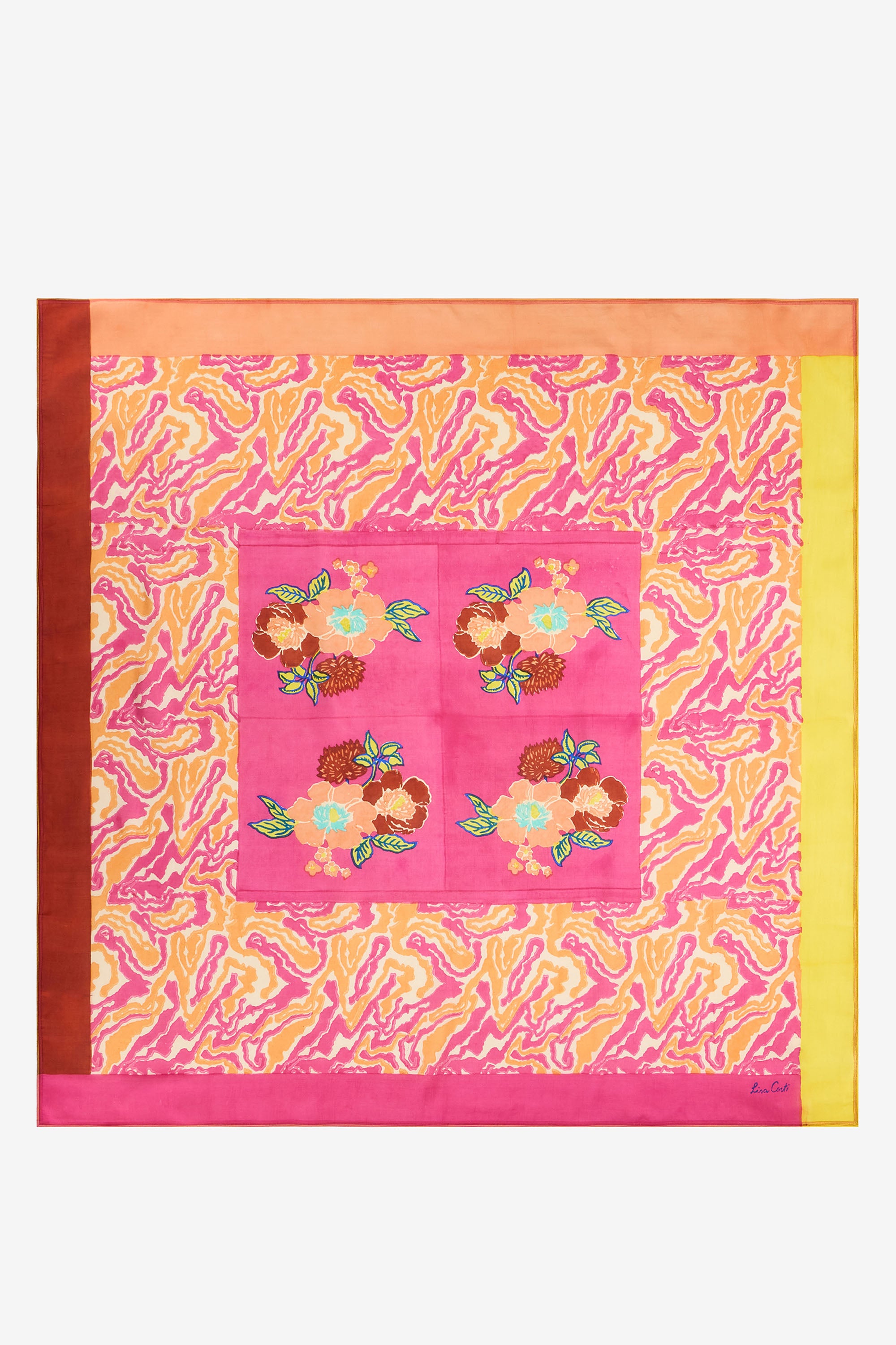 RECO PRIX : 126 // Foulard Silk 100X100Cm Dragon Cloud Fuxia