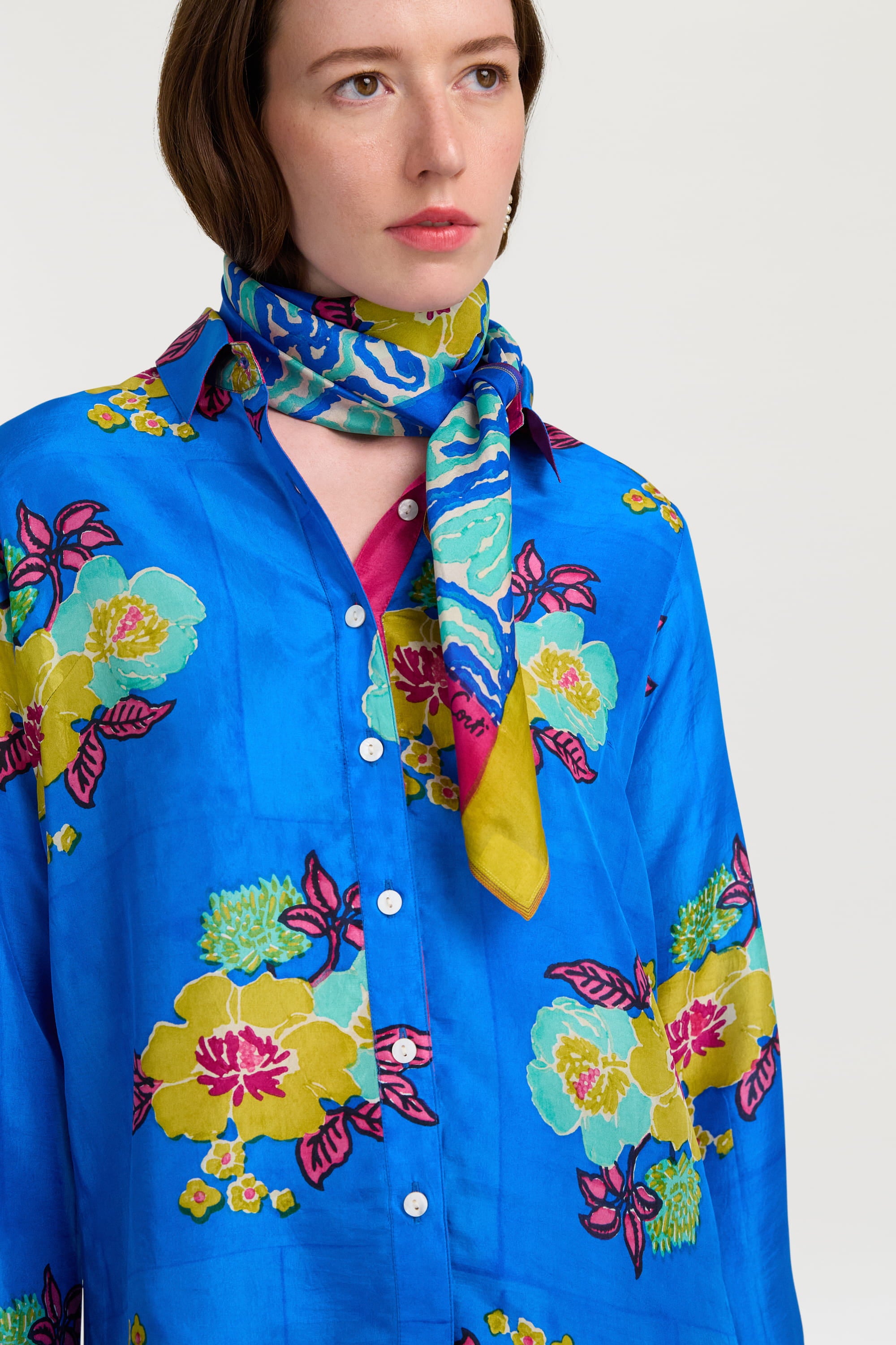 RECO PRIX : 126 // Foulard Silk 100X100Cm Dragon Cloud Aqua
