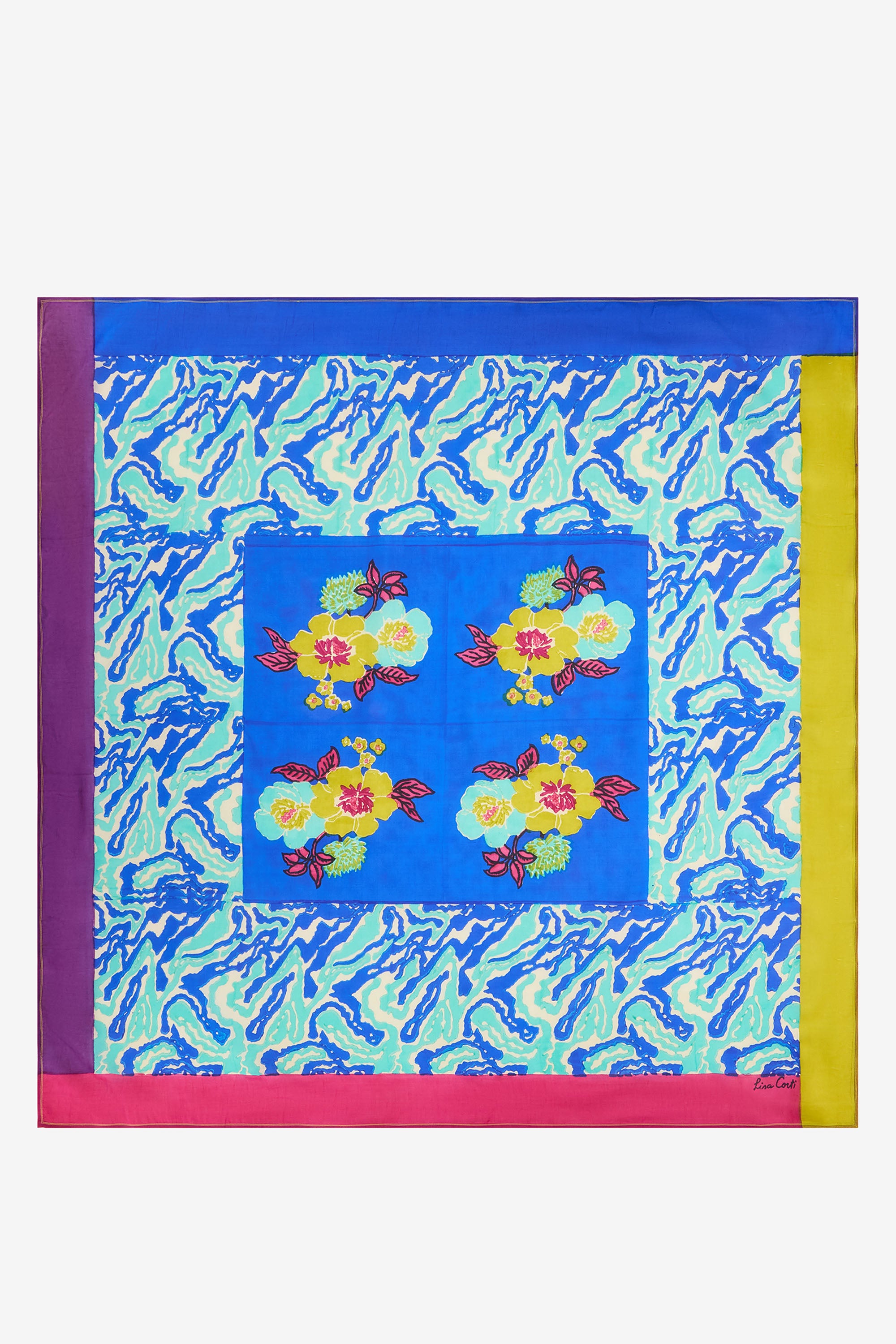 RECO PRIX : 126 // Foulard Silk 100X100Cm Dragon Cloud Aqua