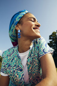 RECO PRIX : 126 // Foulard Silk 100X100Cm Dragon Cloud Aqua
