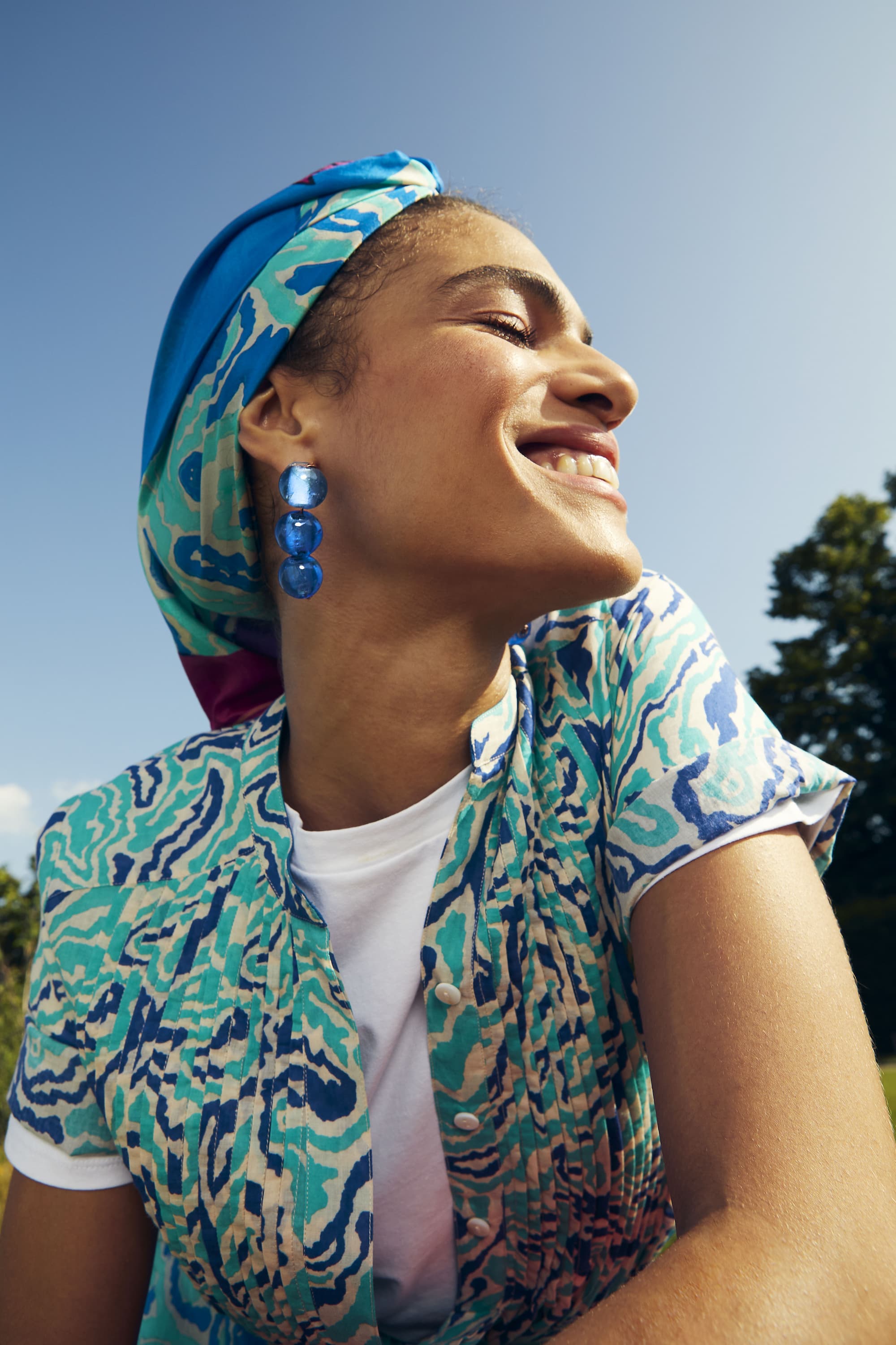 RECO PRIX : 126 // Foulard Silk 100X100Cm Dragon Cloud Aqua