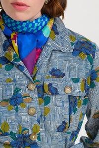 Dandelion silk scarf - Blue