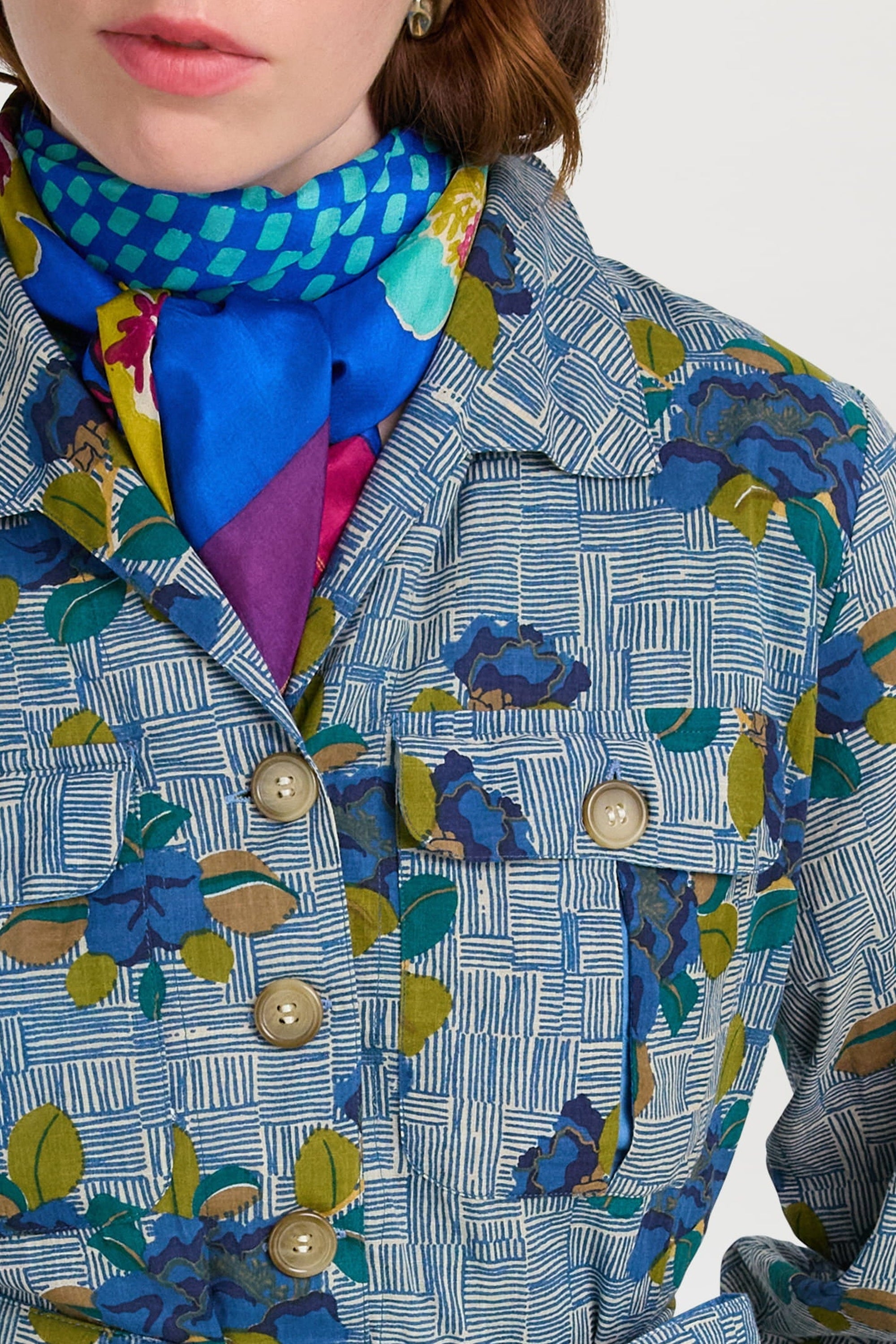 Dandelion silk scarf - Blue