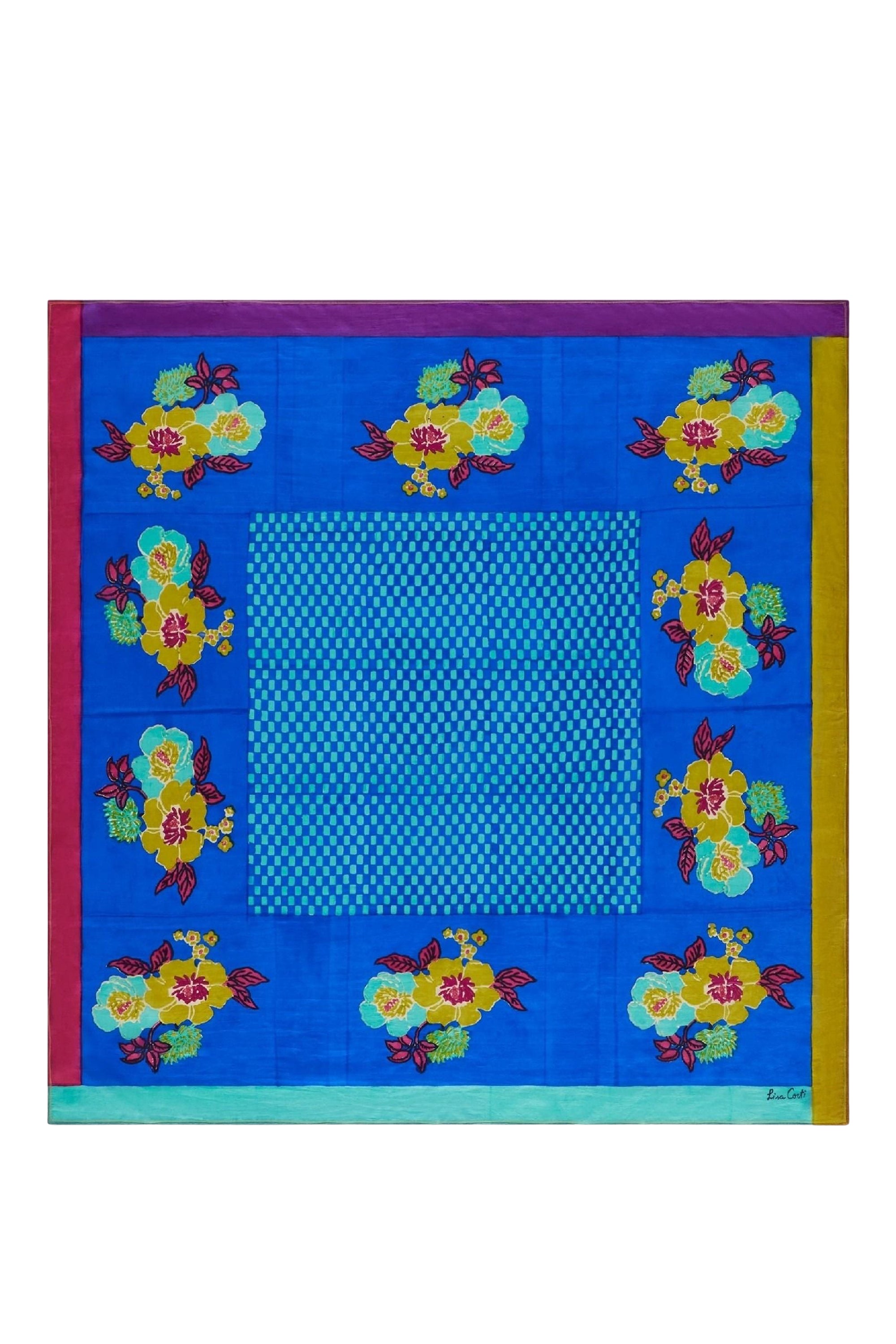 Dandelion silk scarf - Blue