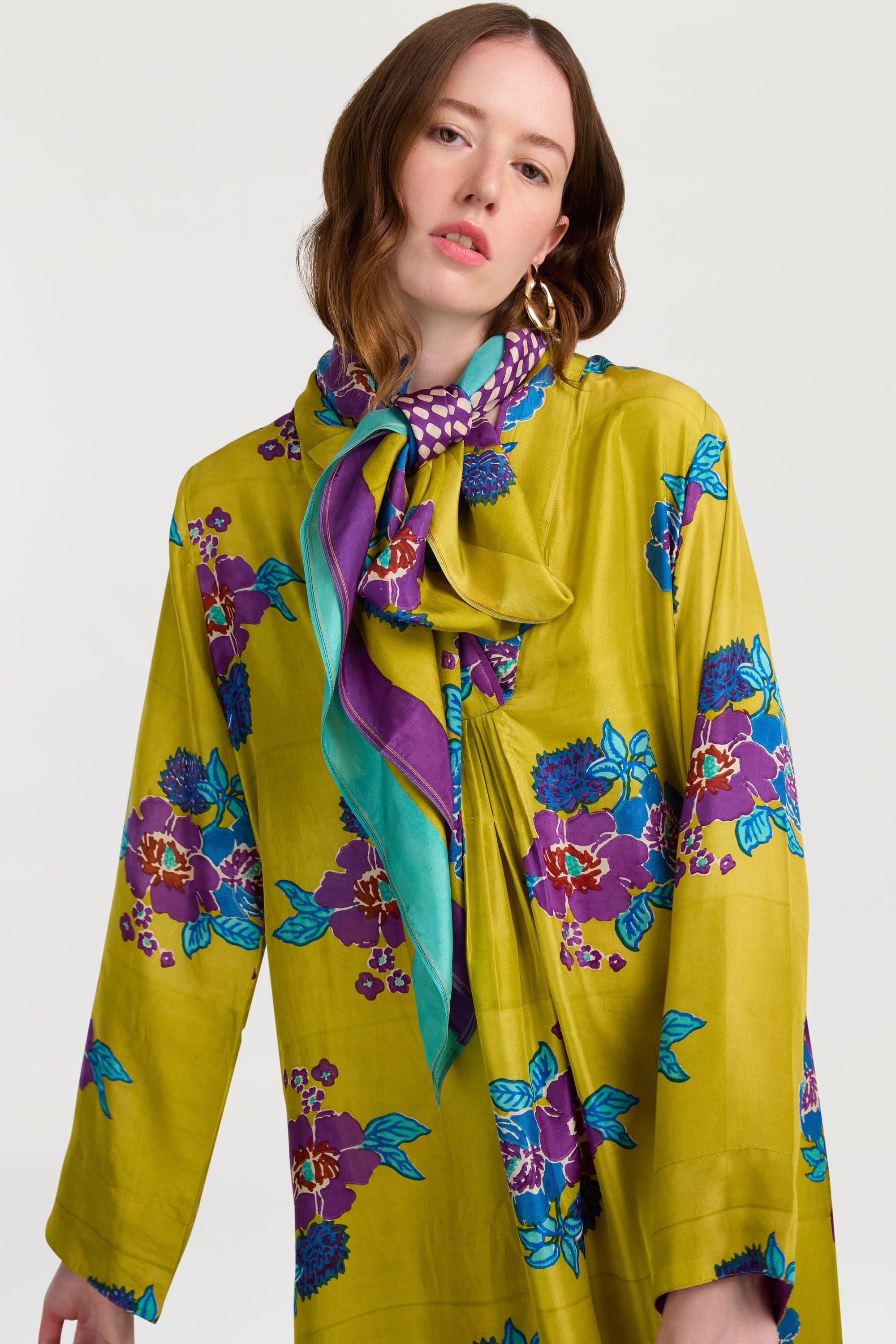 RECO PRIX : 126 // Foulard Silk 100X100Cm Dandelion Green Gold