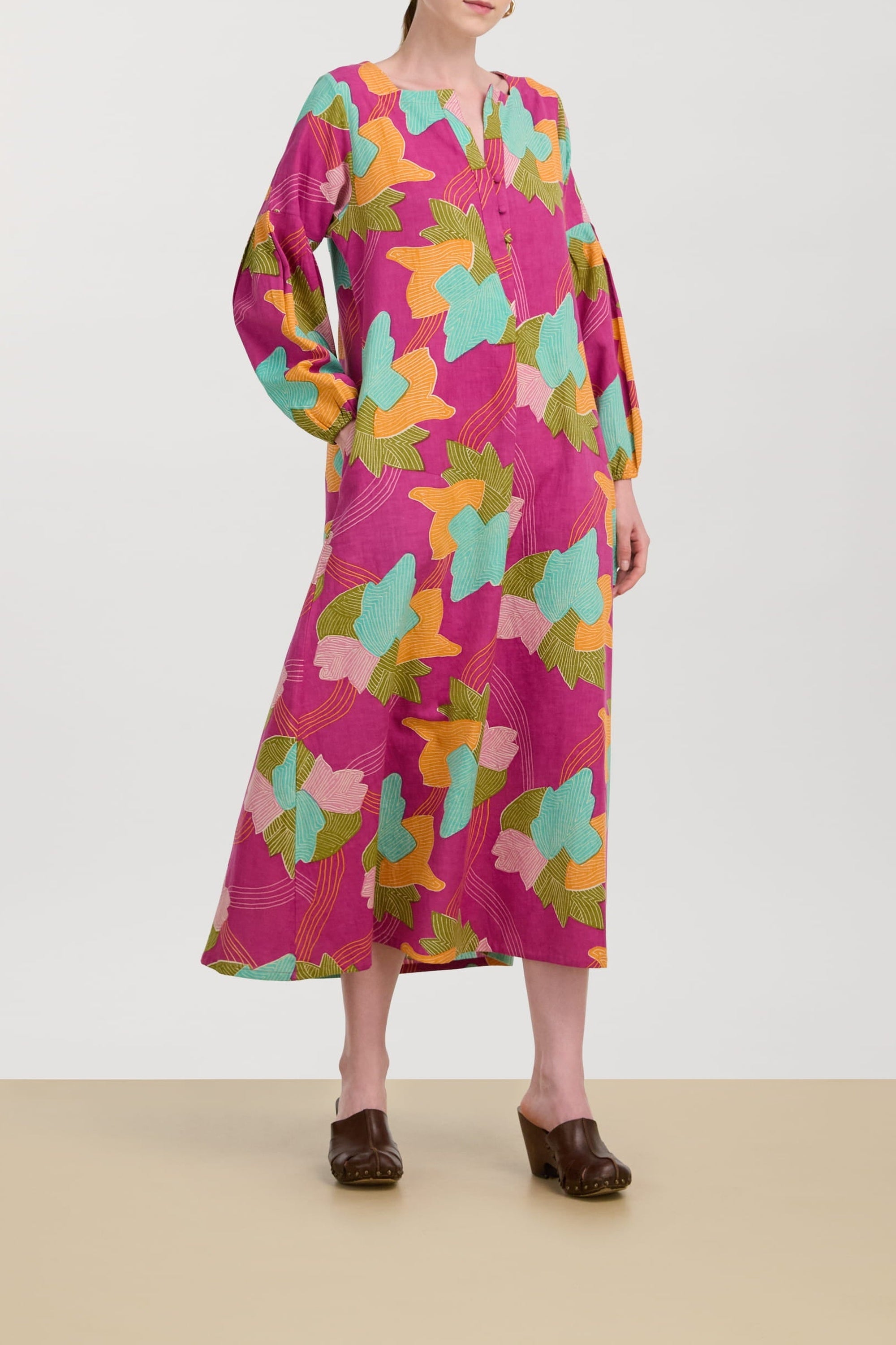 Khubani long cotton dress - Neutral