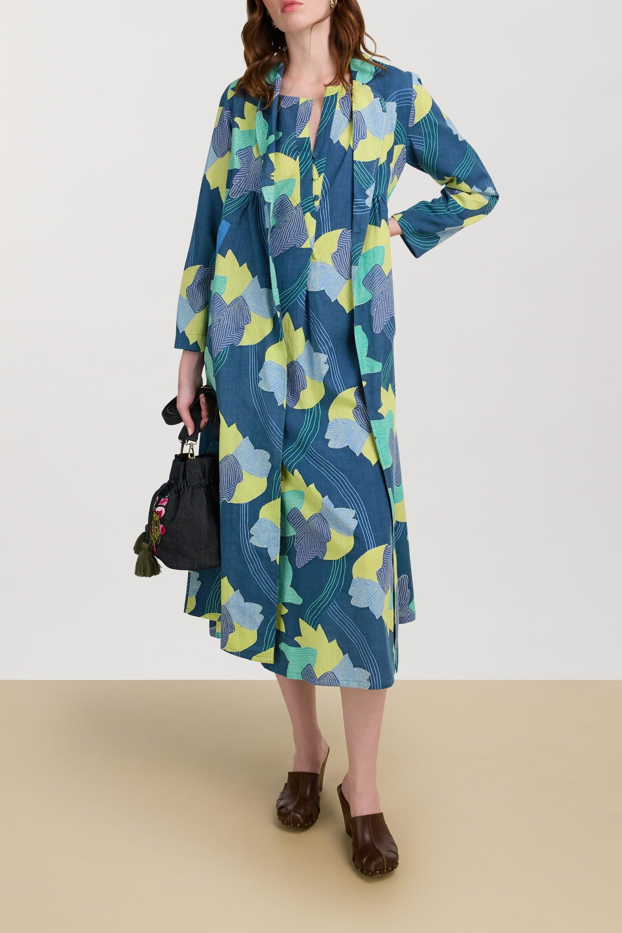 Khubani long cotton dress - Neutral