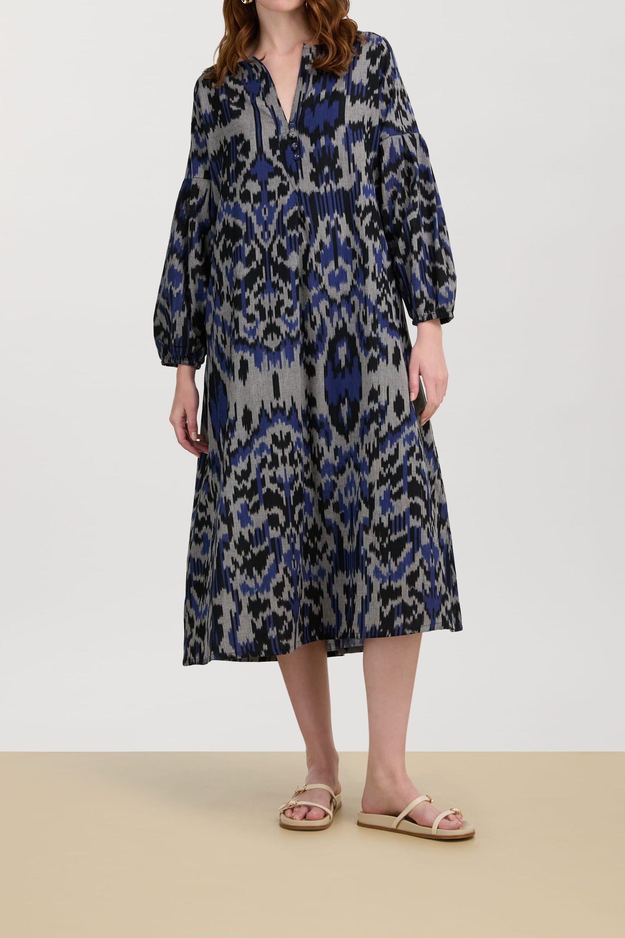 Khubani long cotton dress - Neutral