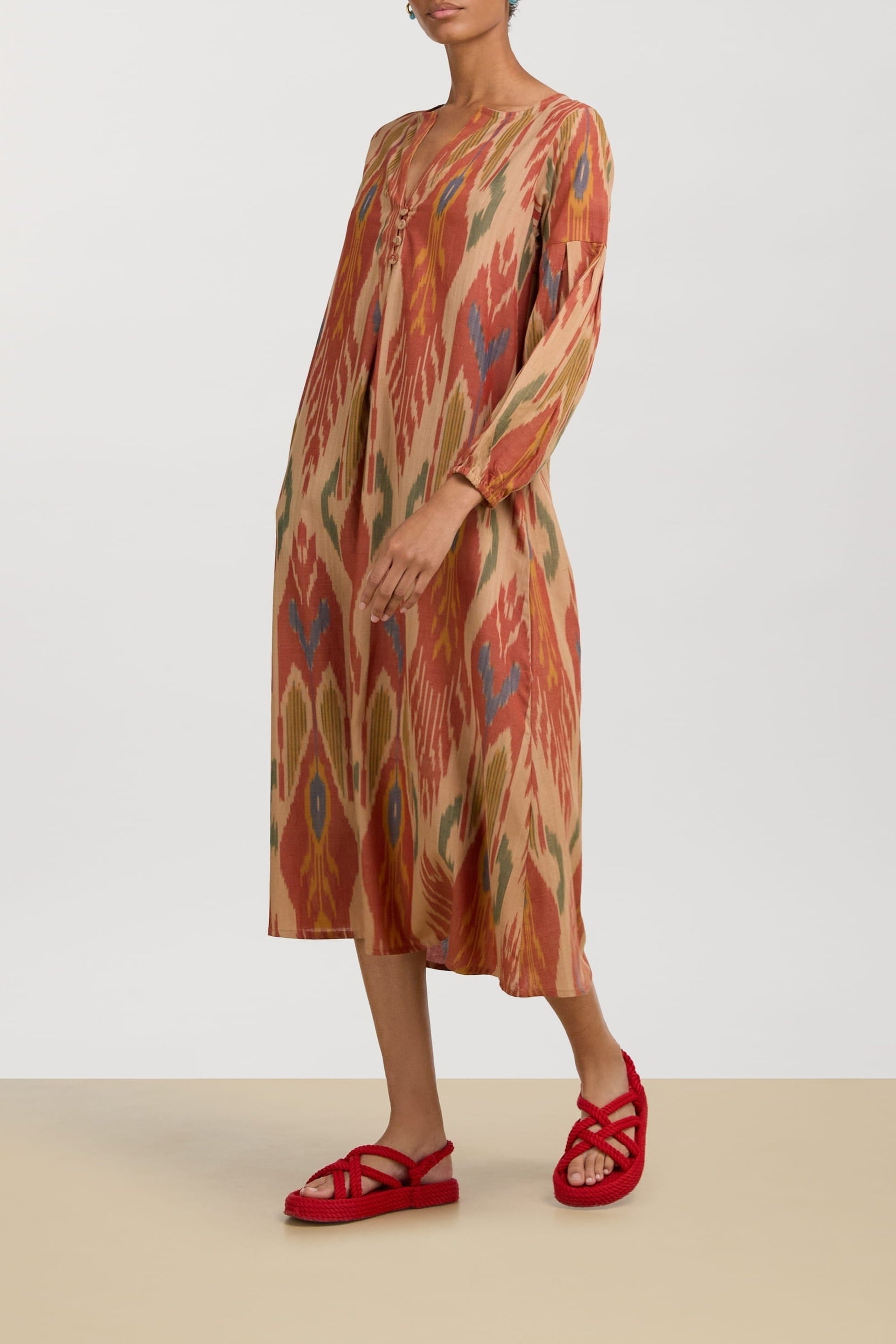 Khubani long cotton dress – Orange