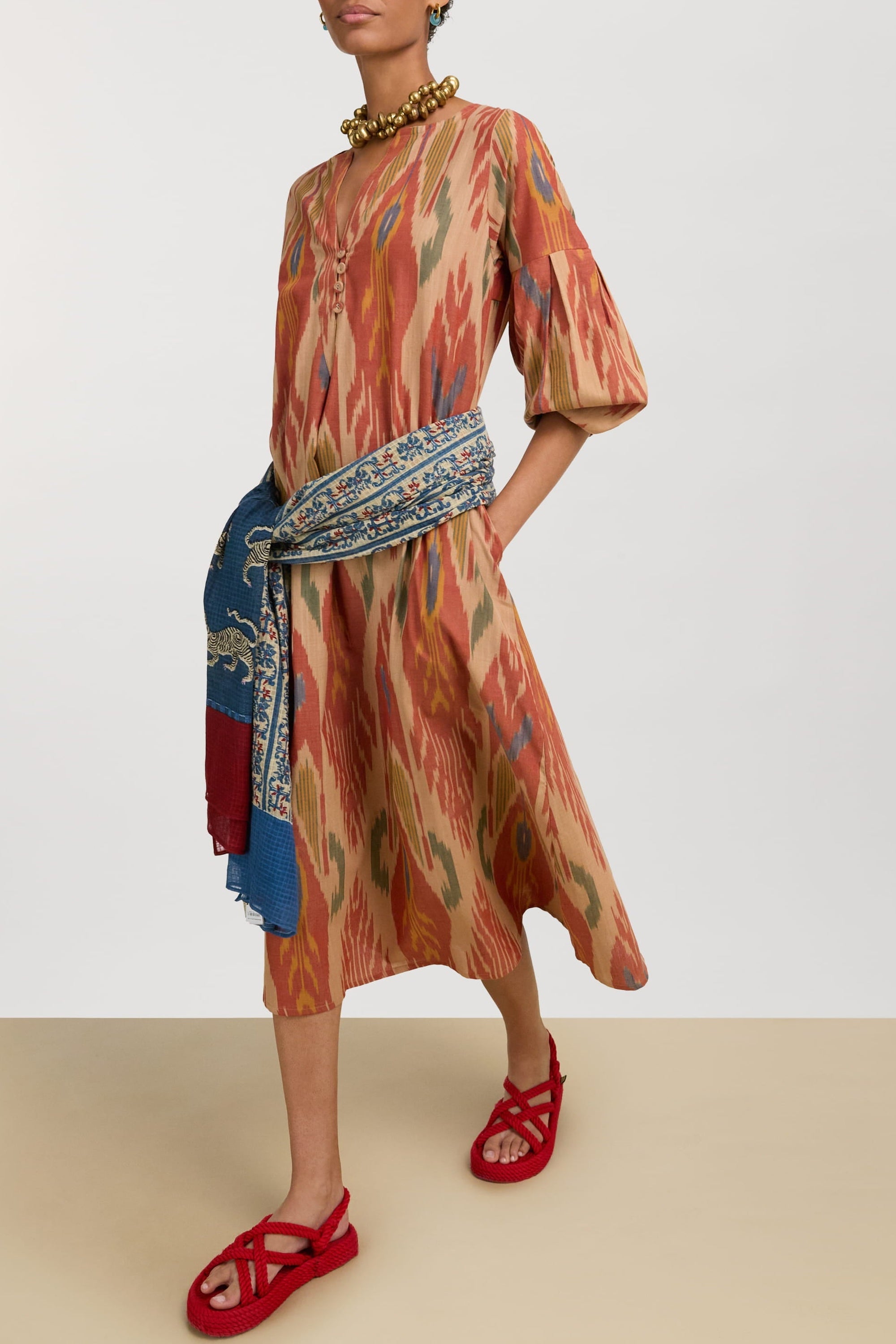 Khubani long cotton dress – Orange