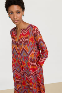 RECO PRIX : 249 // Madhu Dress Mathura Ikat Sugar Red