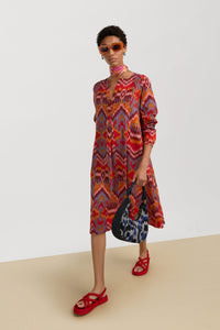 RECO PRIX : 249 // Madhu Dress Mathura Ikat Sugar Red
