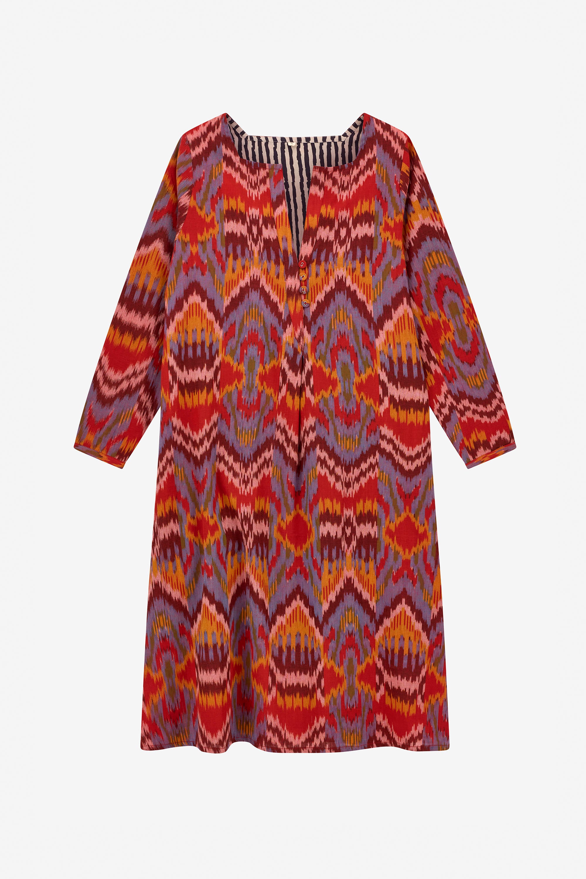 RECO PRIX : 249 // Madhu Dress Mathura Ikat Sugar Red