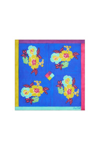 Square silk pouch - Blue