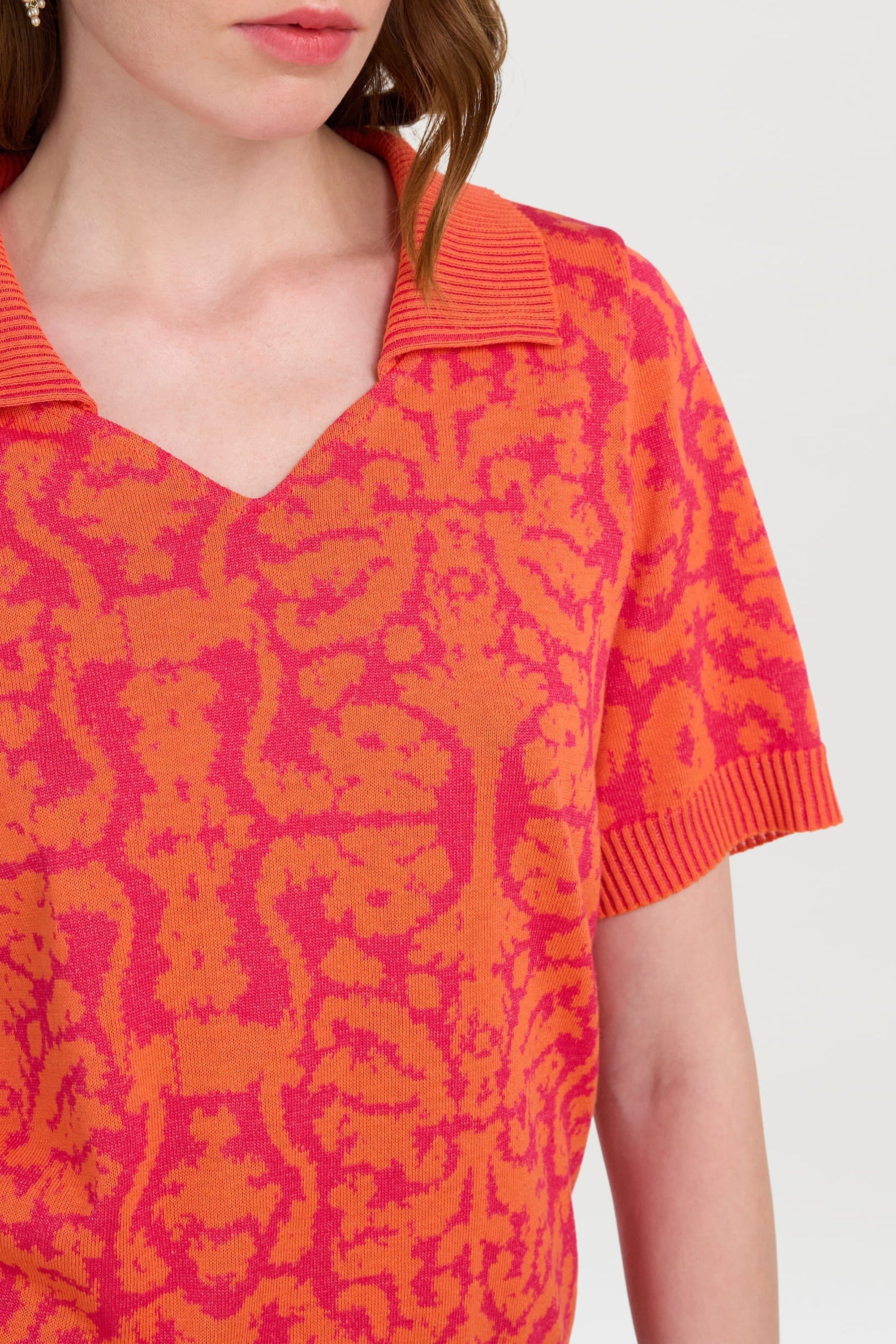 Damask Design cotton polo shirt – Orange