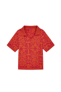 Damask Design cotton polo shirt – Orange
