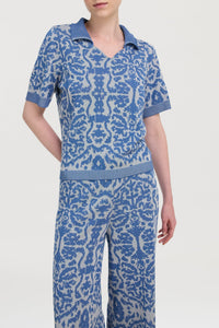 Damask Design cotton polo shirt - Neutral