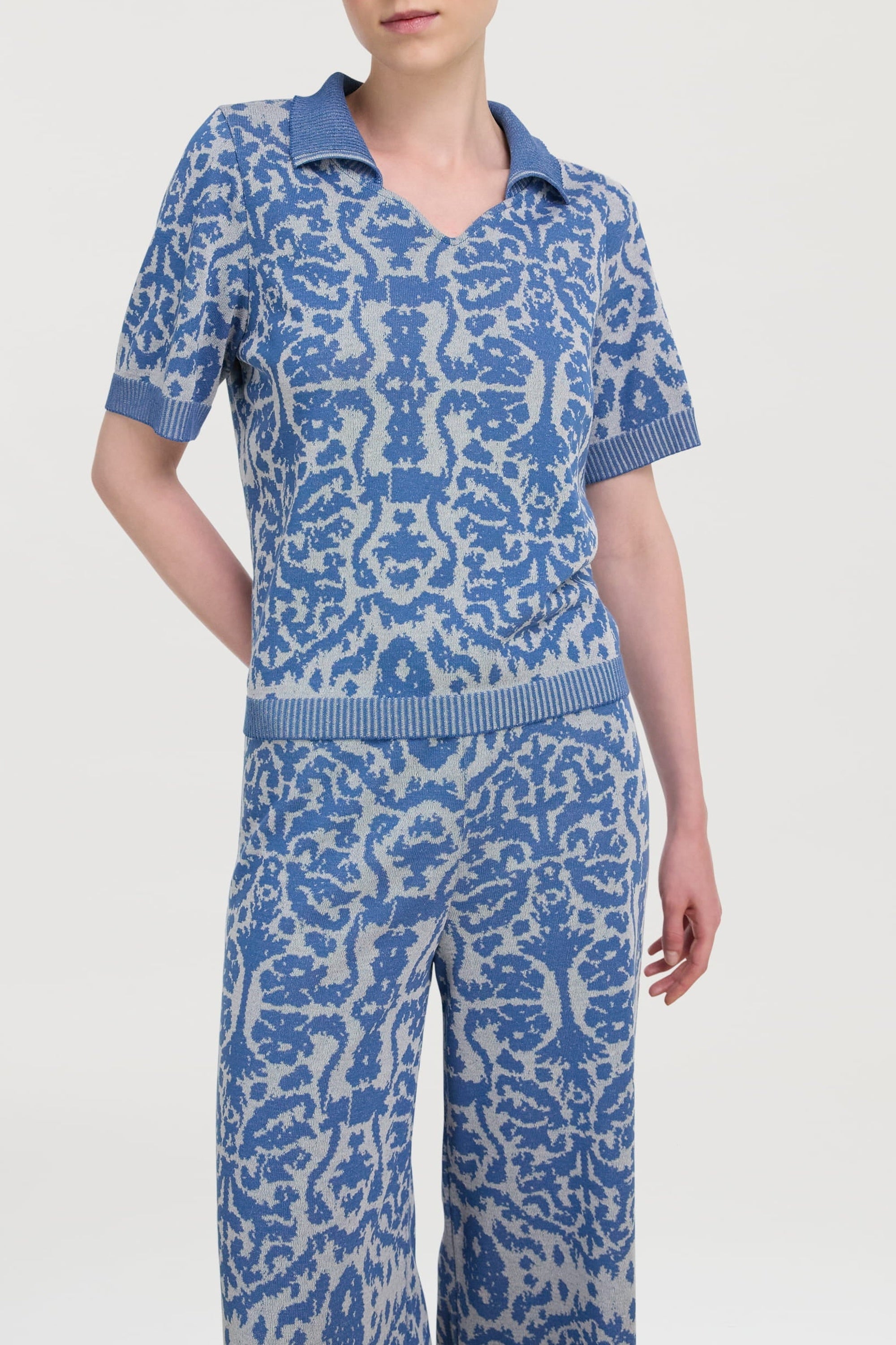 Damask Design cotton polo shirt - Neutral
