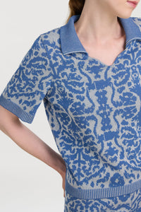 Damask Design cotton polo shirt - Neutral