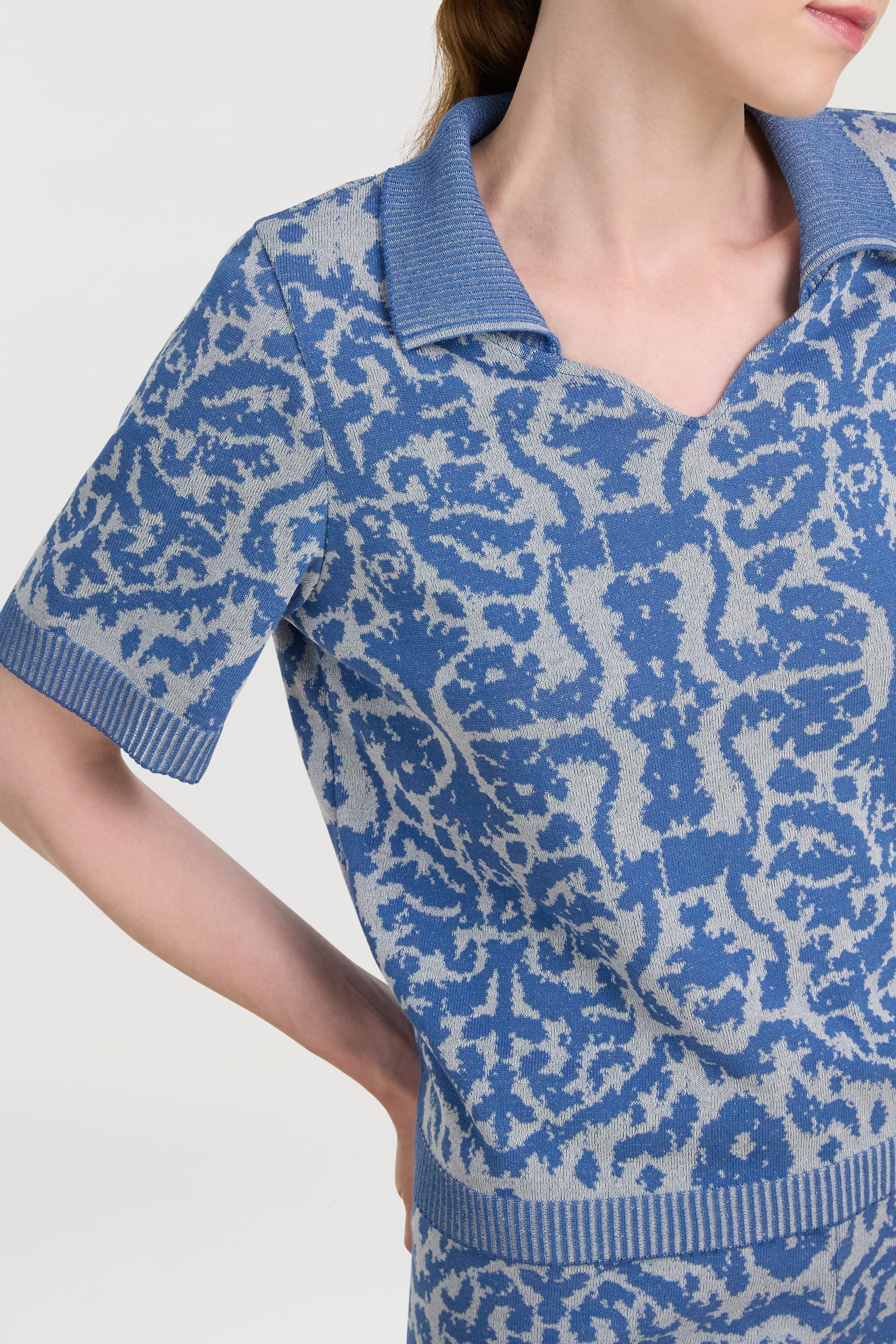 Damask Design cotton polo shirt - Neutral