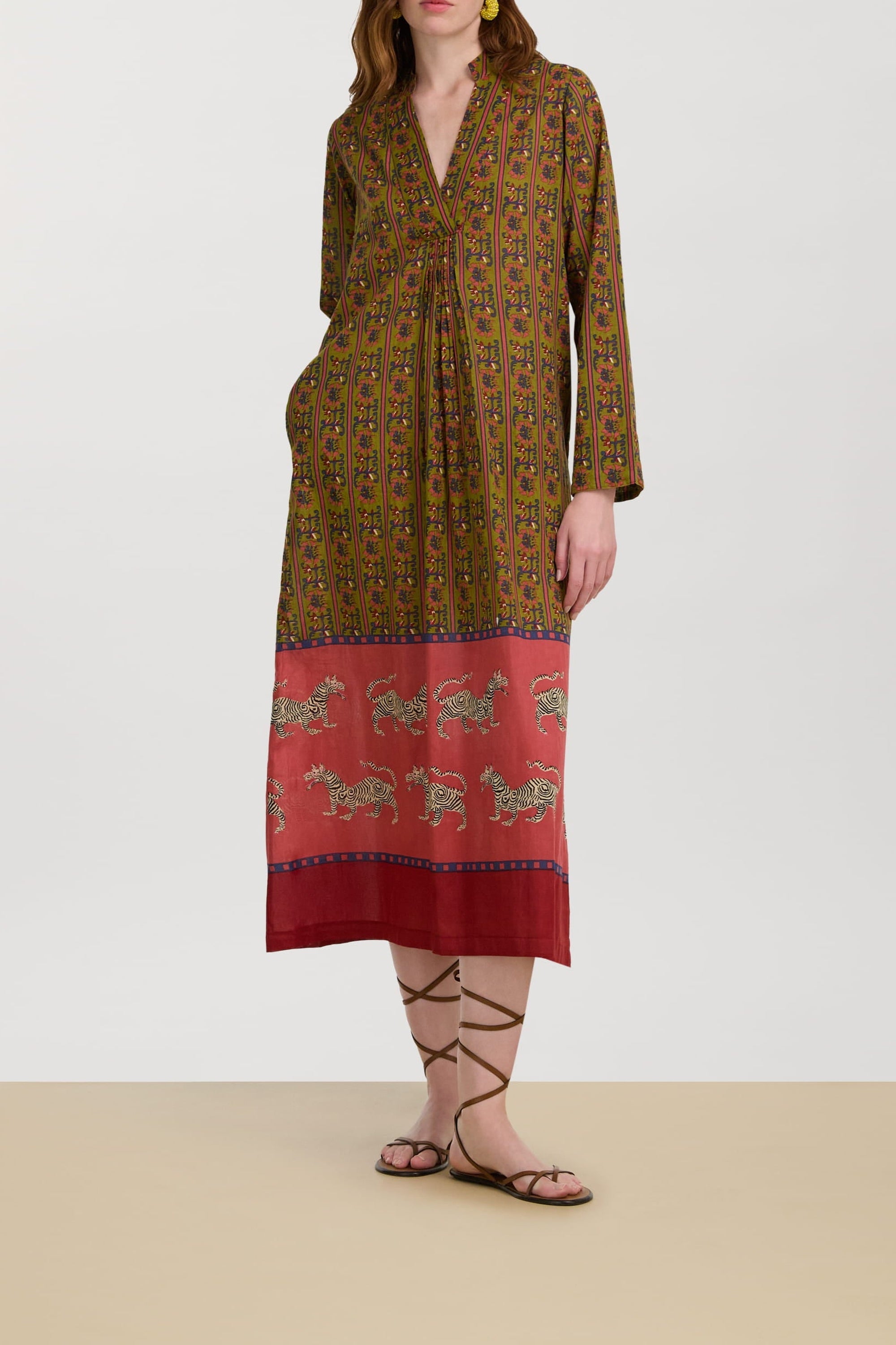 Radha cotton kaftan - Green