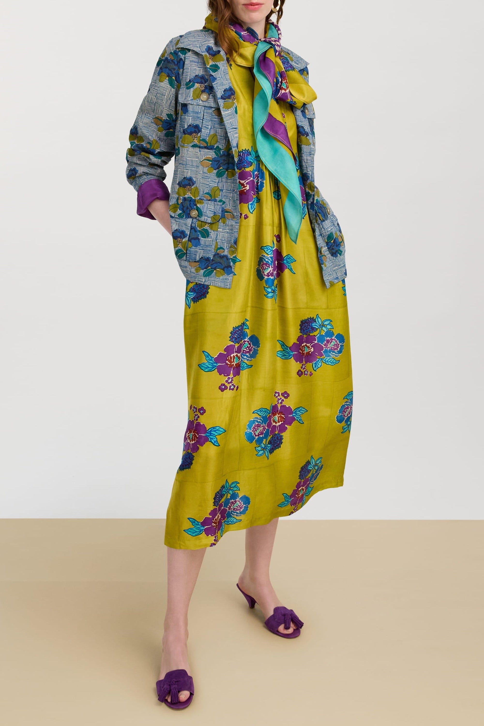 Radha silk kaftan - Green
