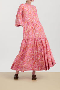 Rambagh long cotton dress - Neutral