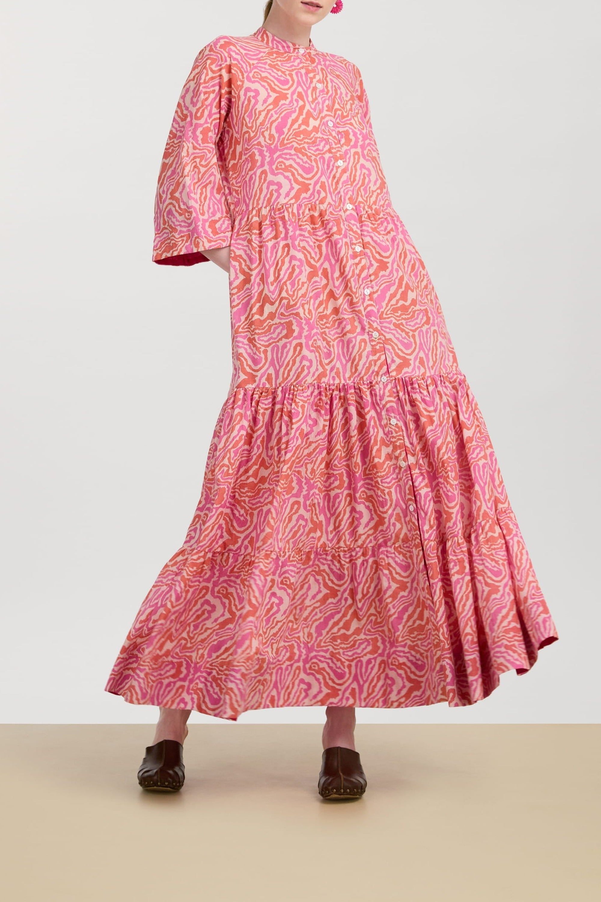 Rambagh long cotton dress - Neutral