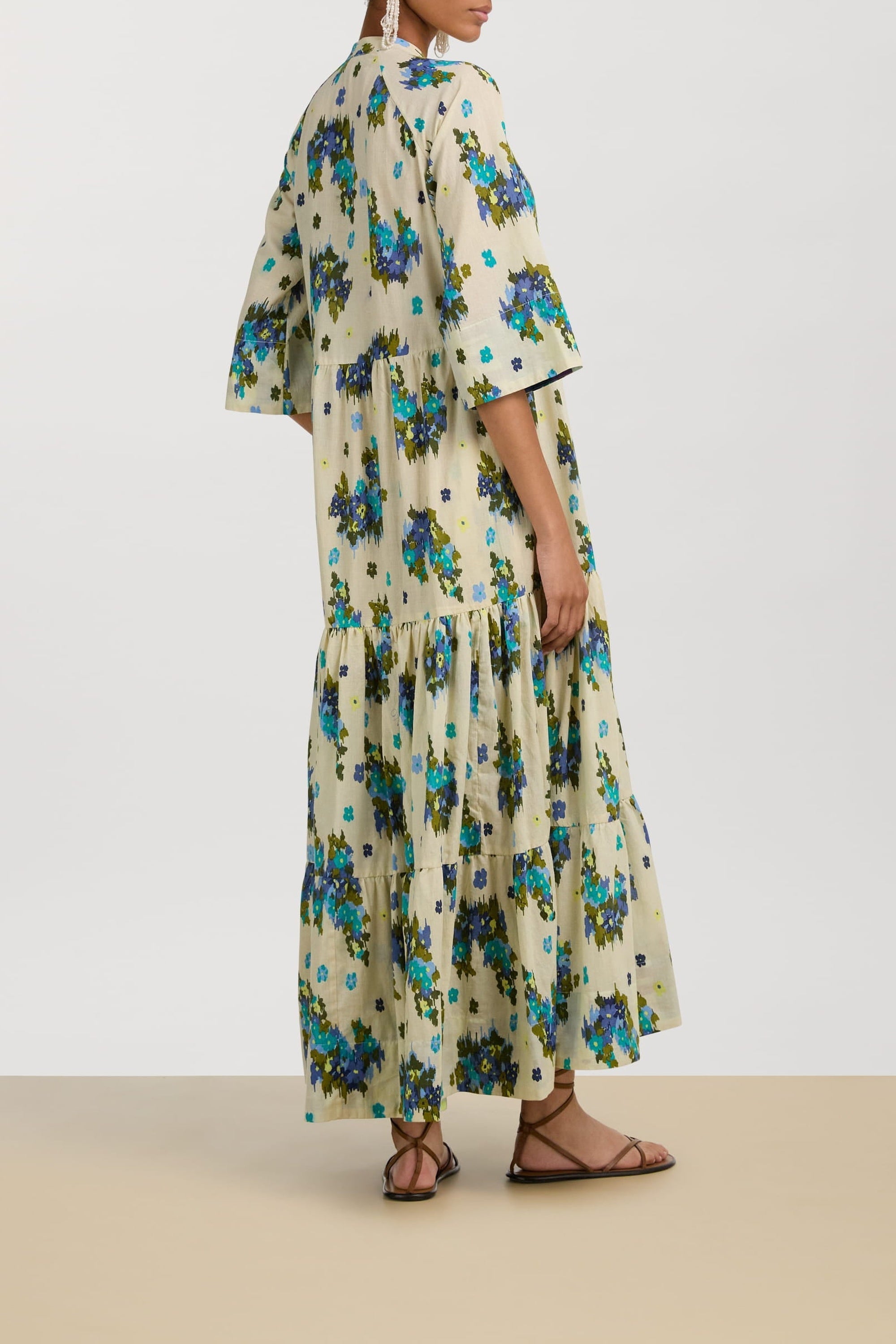 Rambagh long cotton dress - Neutral