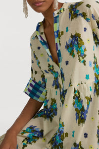 Rambagh long cotton dress - Neutral