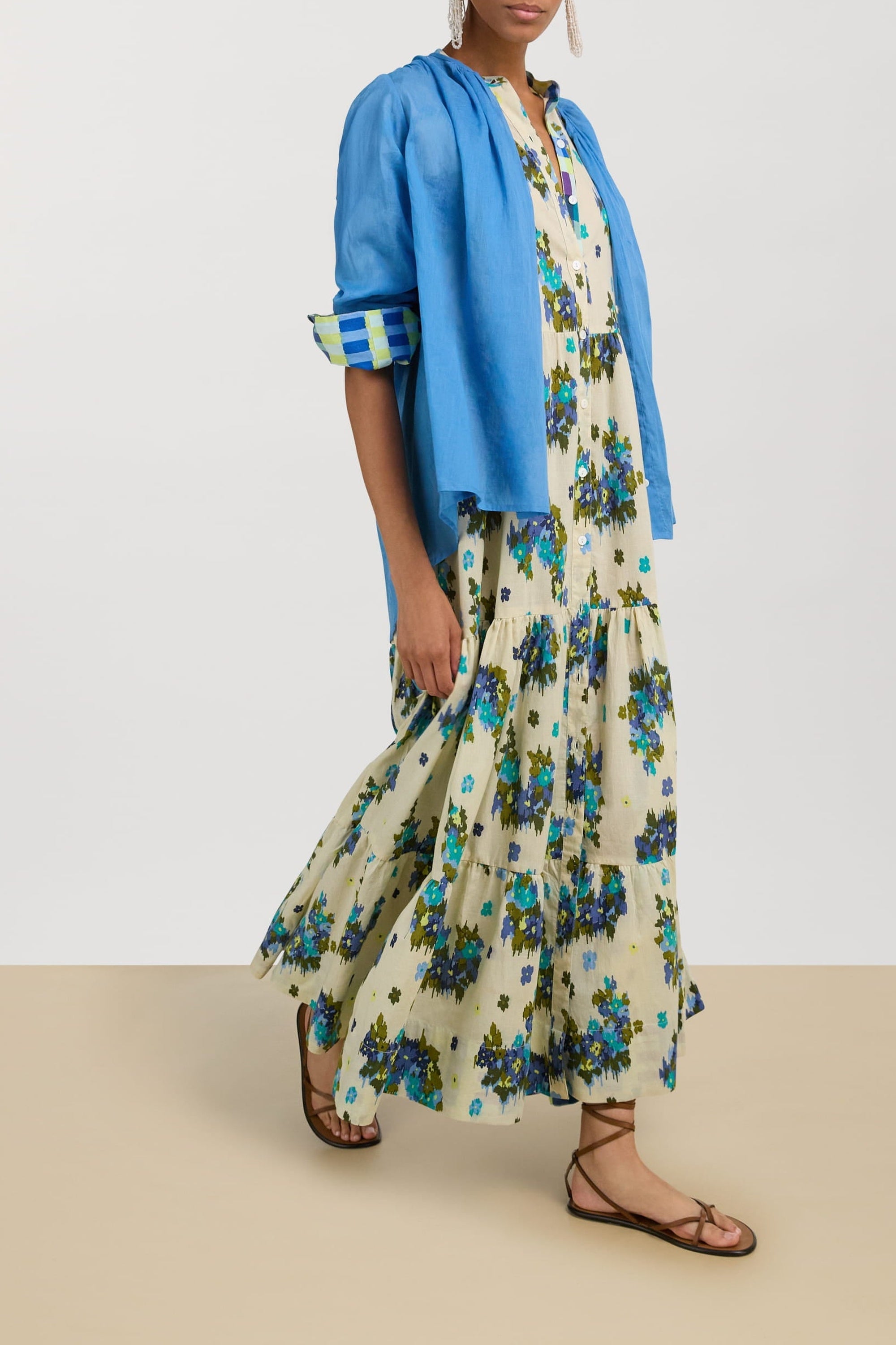 Rambagh long cotton dress - Neutral