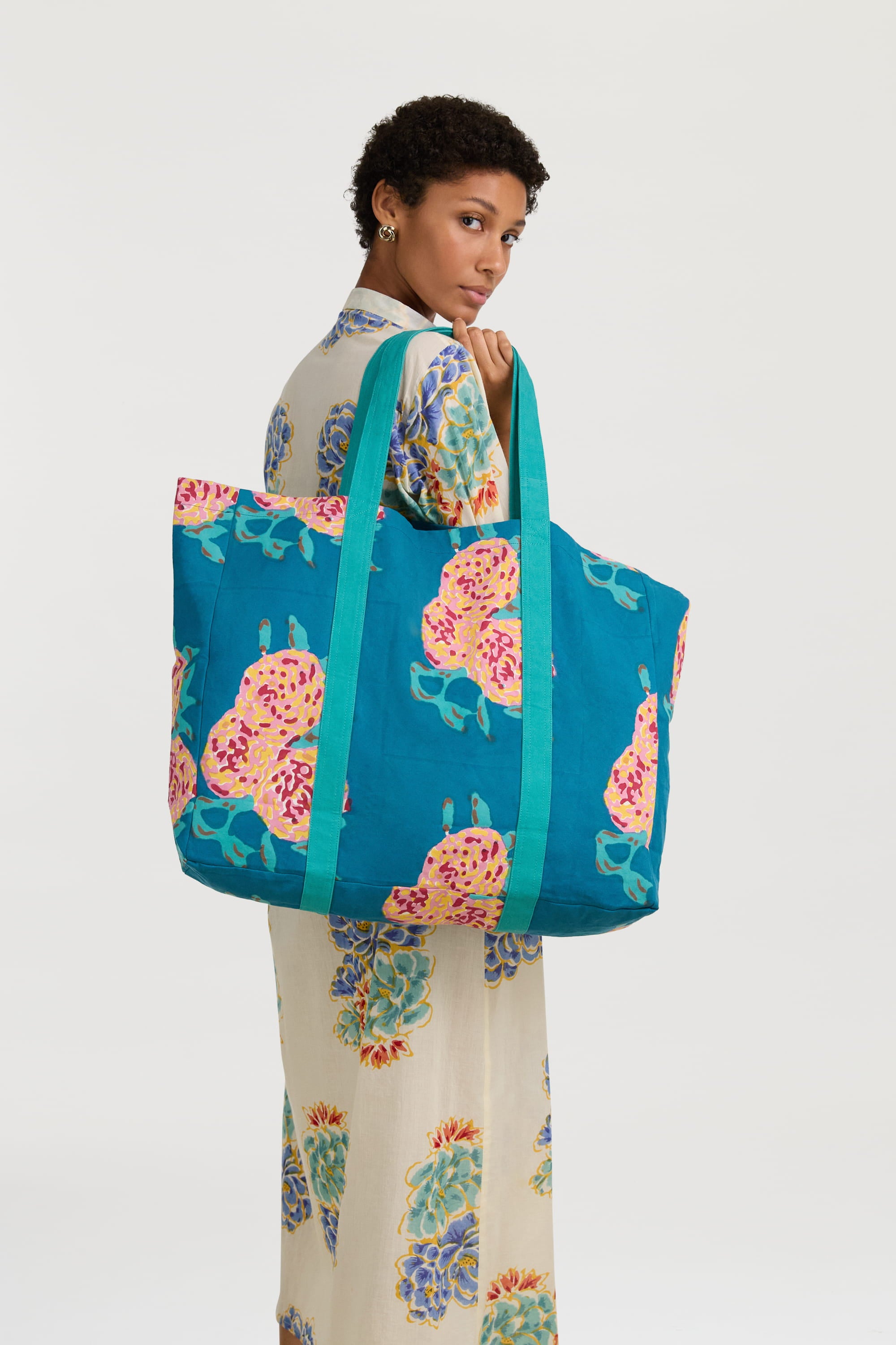 RECO PRIX : 101,5 // Shopping Bag Leopard Flower Teal