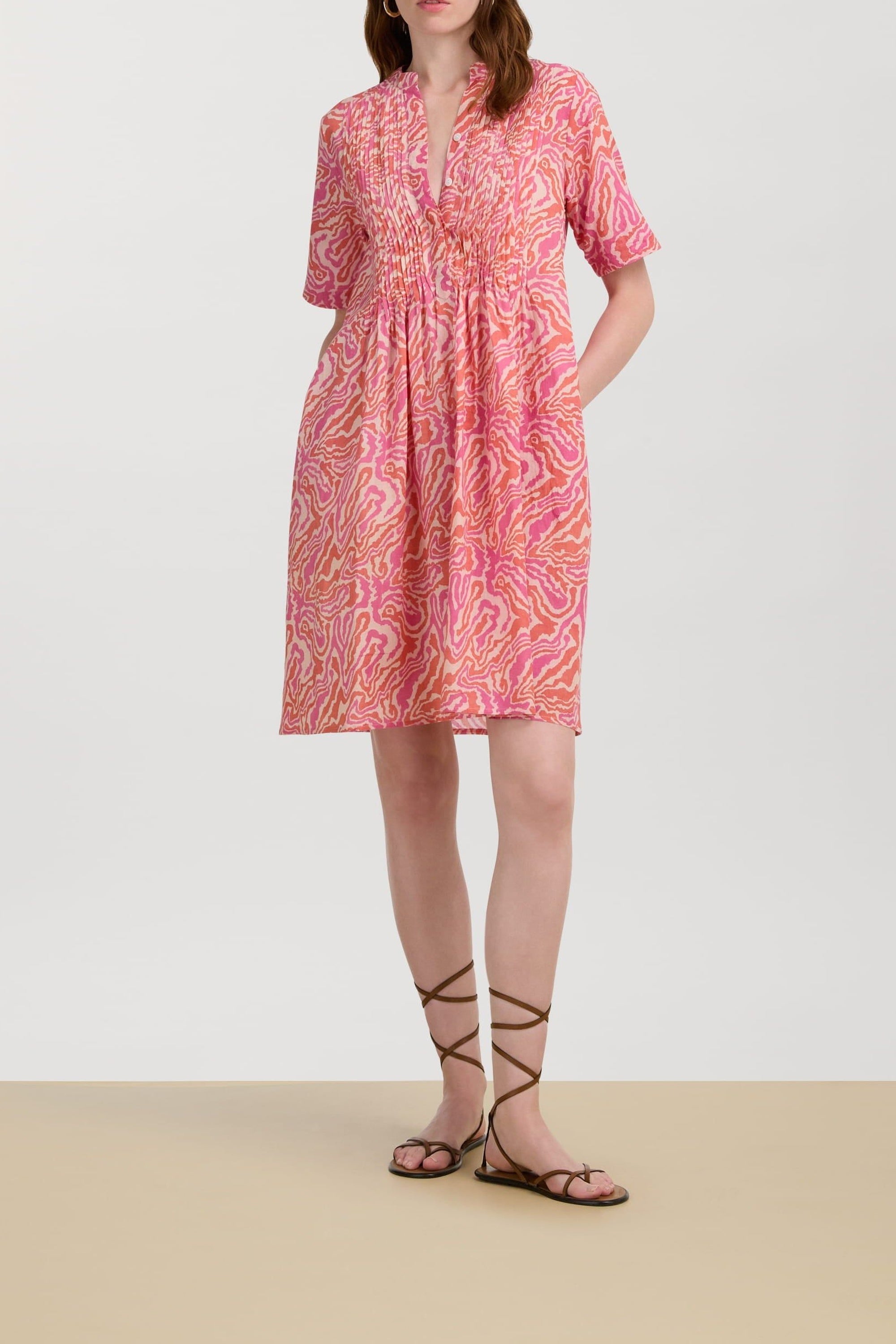 Teena long cotton dress - Neutral