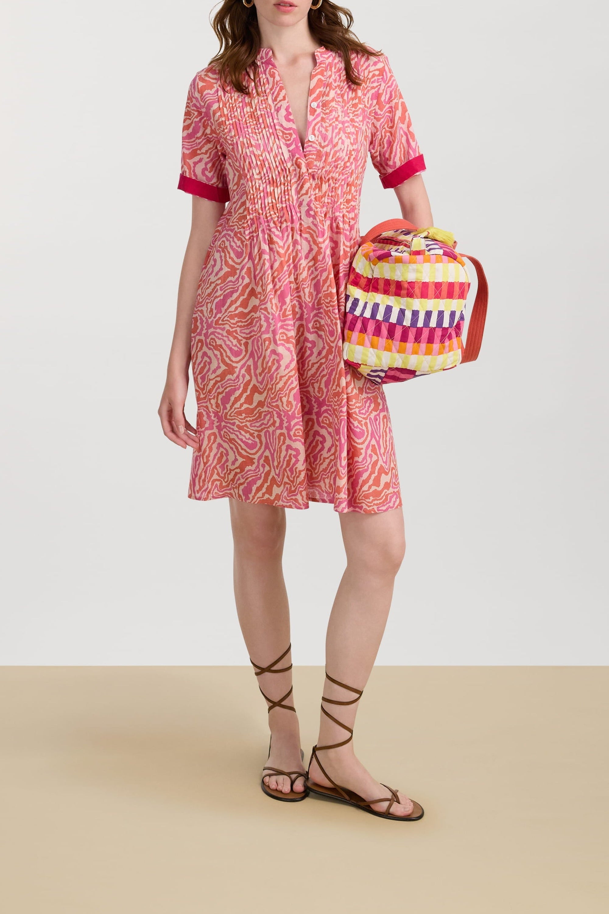 Teena long cotton dress - Neutral