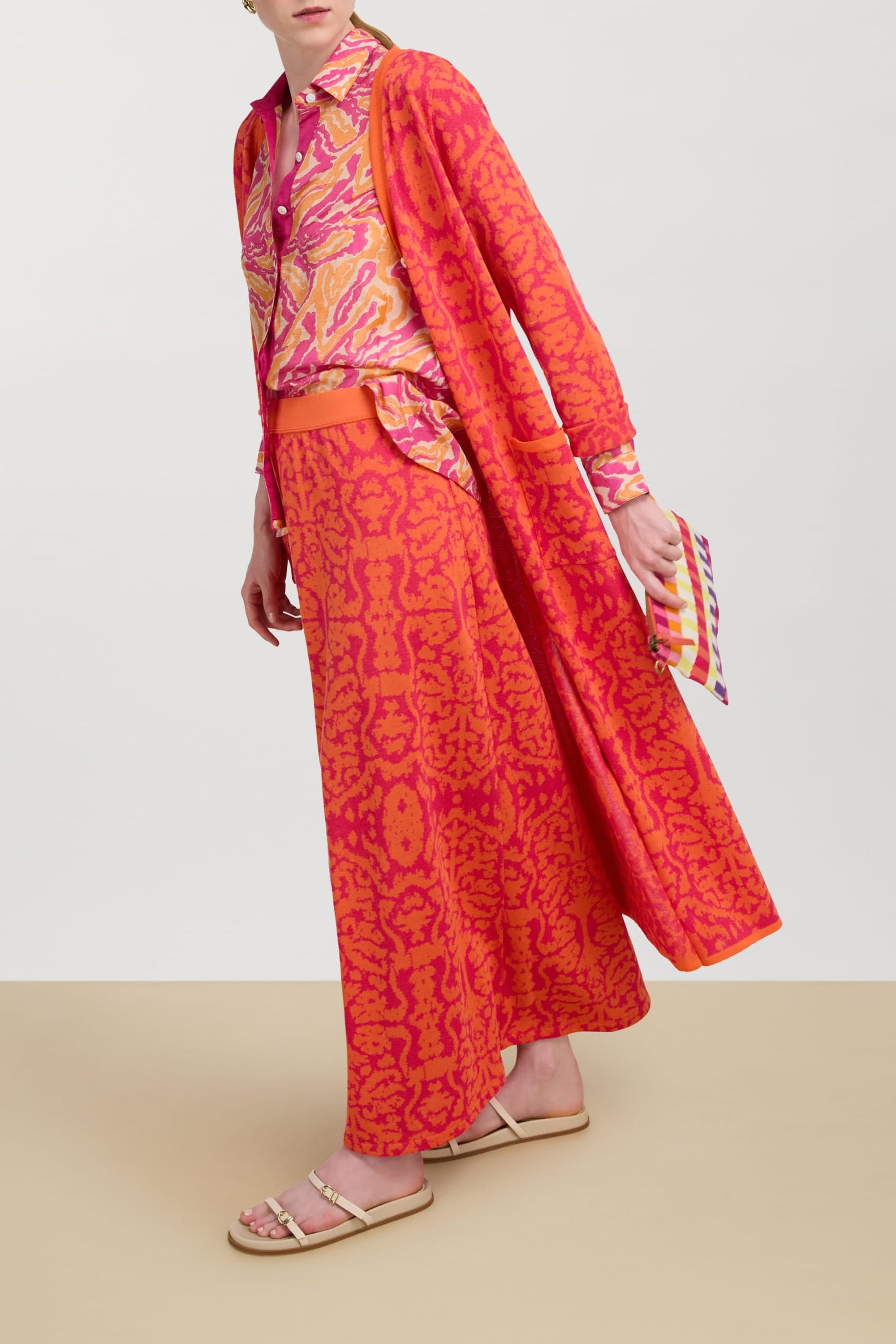Theresa long cotton cardigan - Orange