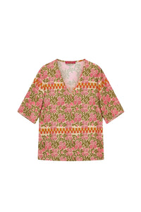 Japan Bounch V-neck T-shirt – Pink