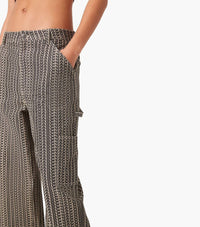 Pantalon cargo Monogram en denim - Beige Multicolor