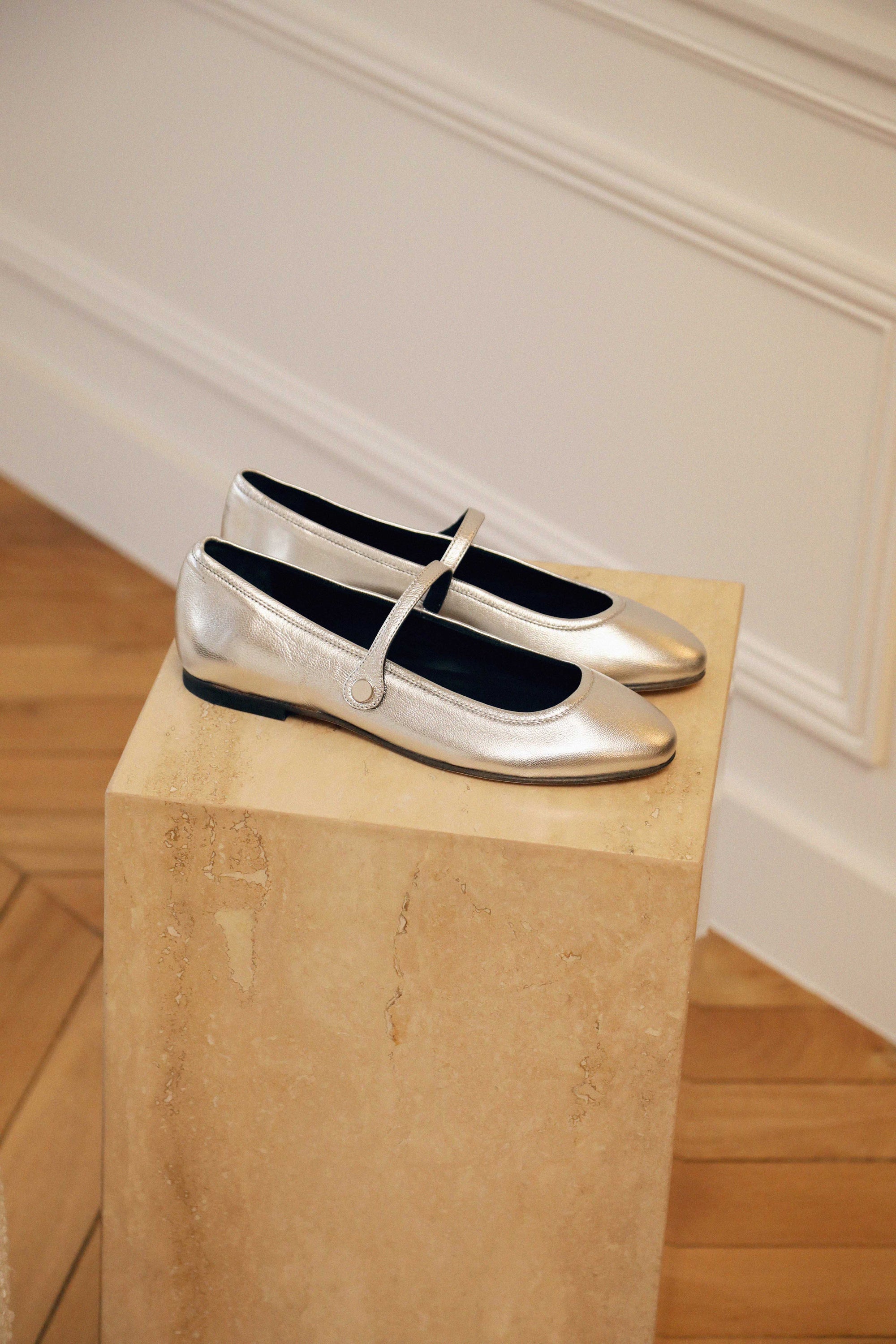 Ballerines Les Georges en cuir - Argent