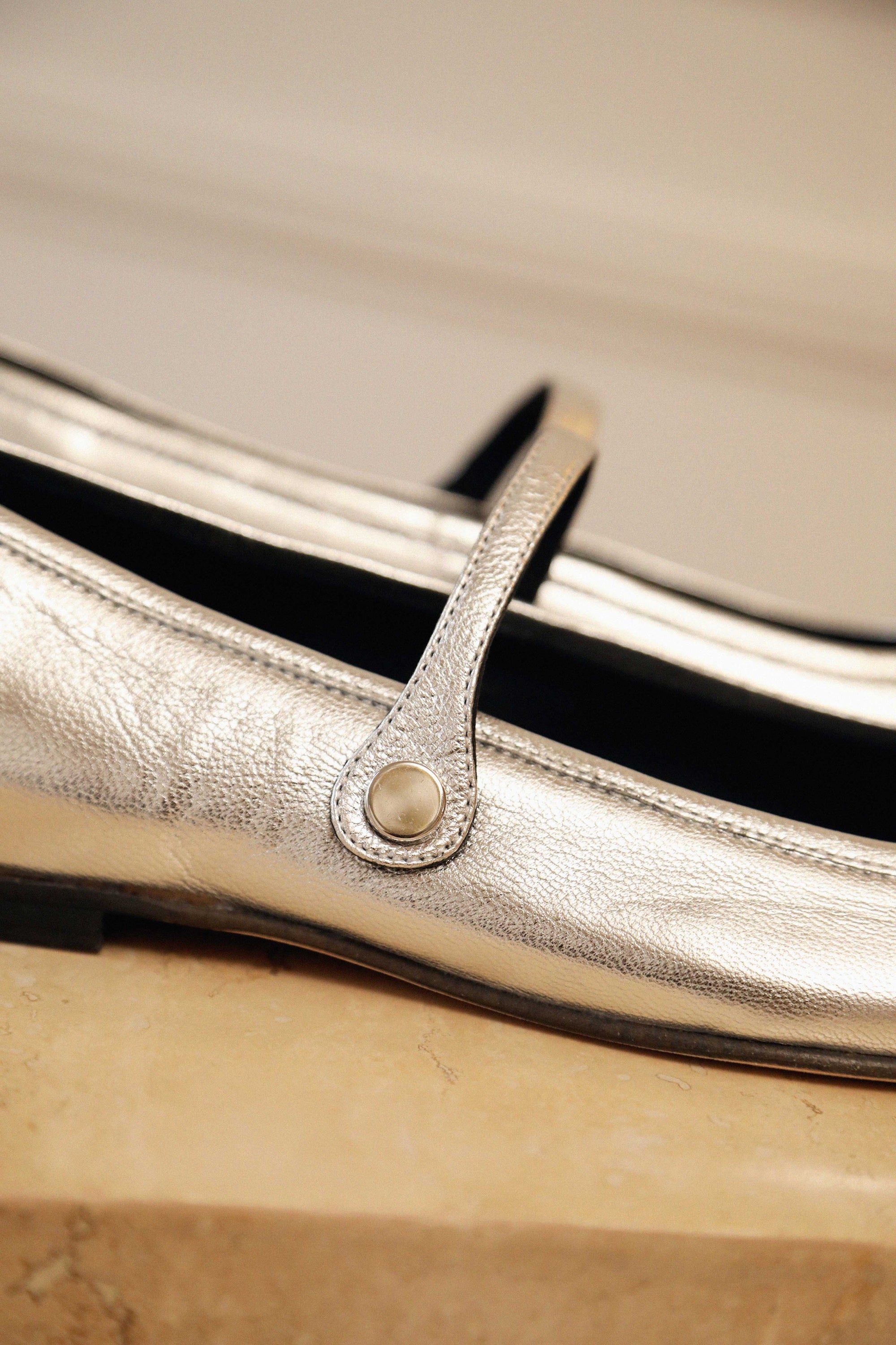 Ballerines Les Georges en cuir - Argent
