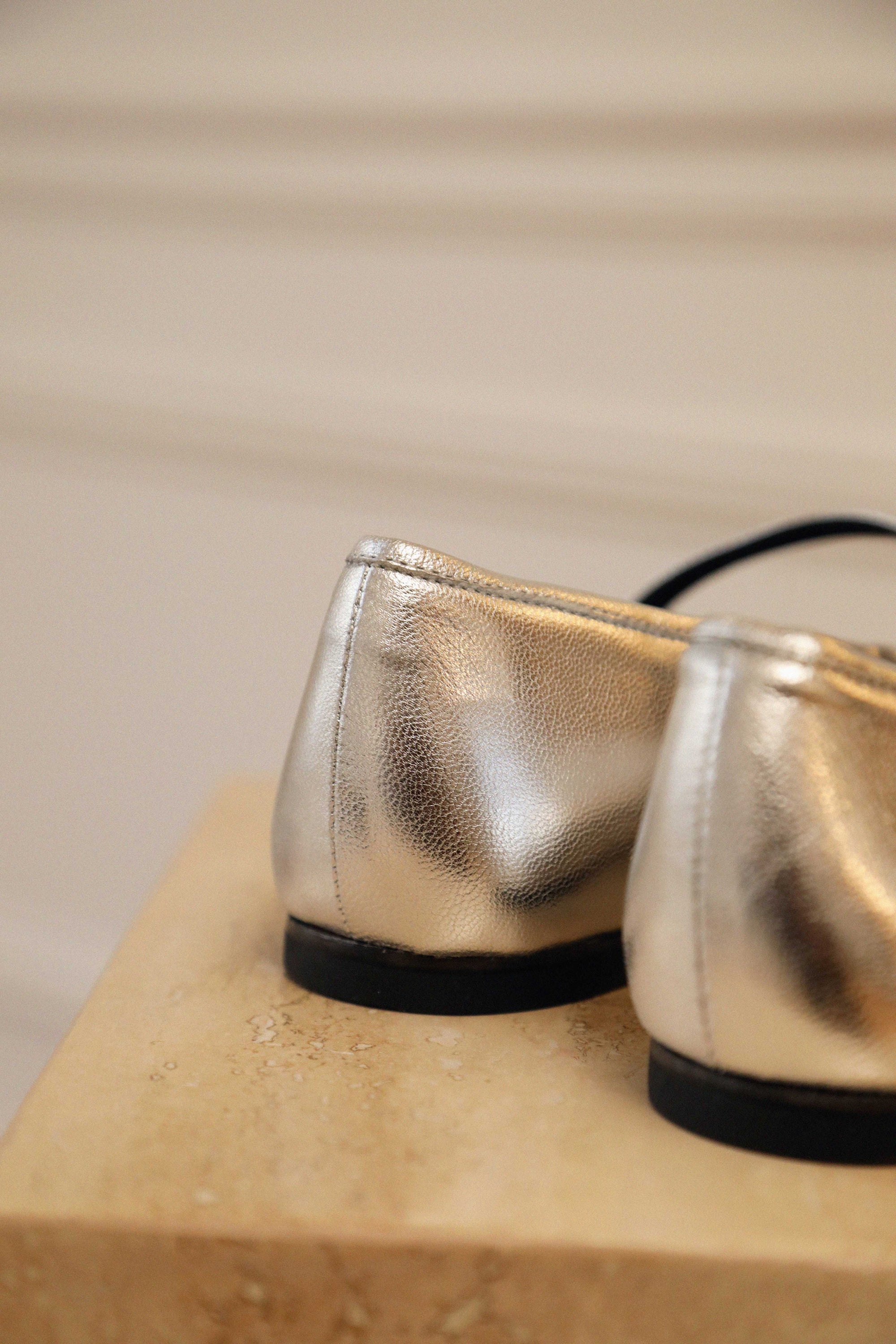 Ballerines Les Georges en cuir - Argent