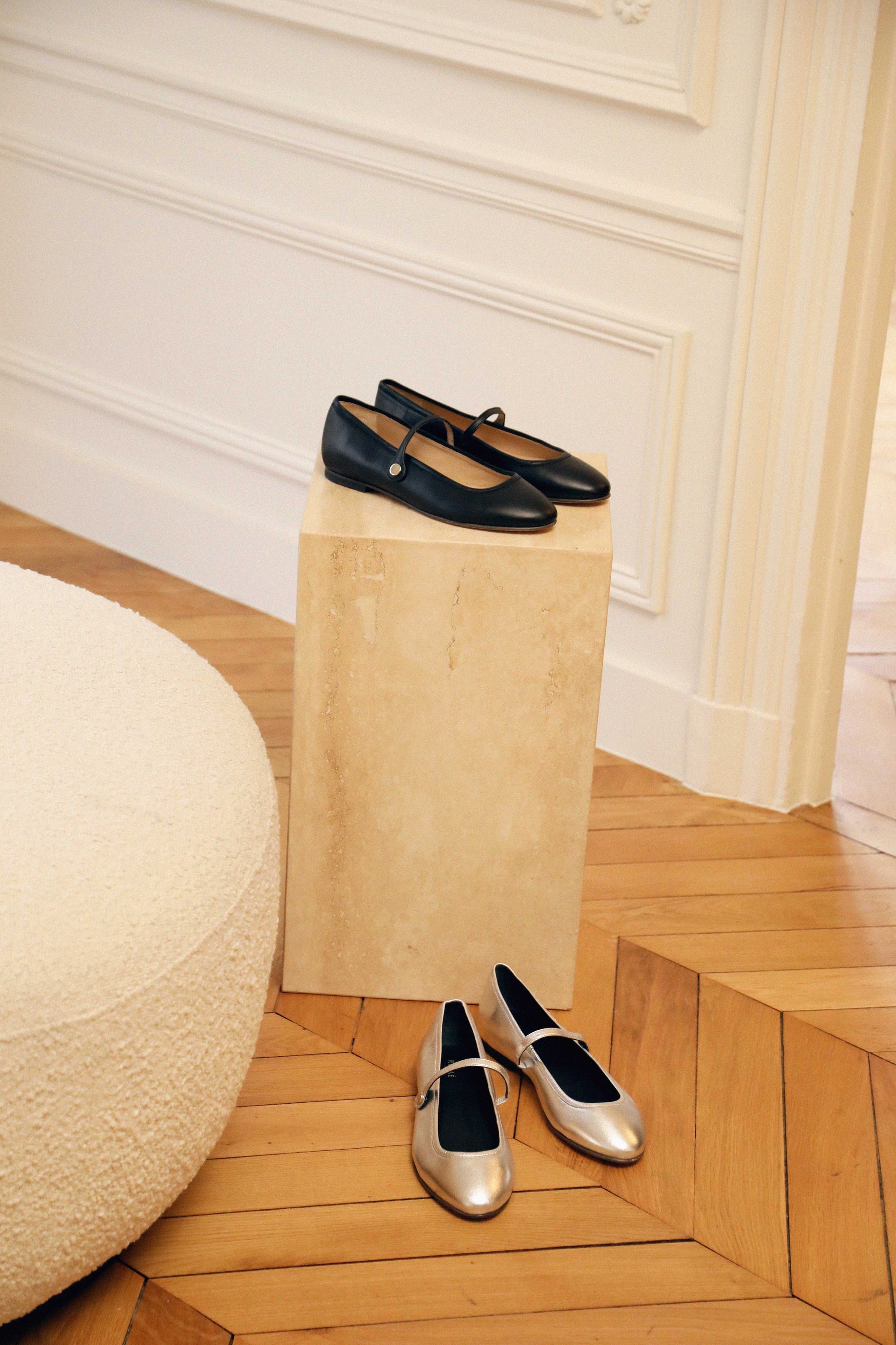 Ballerines Les Georges en cuir - Argent