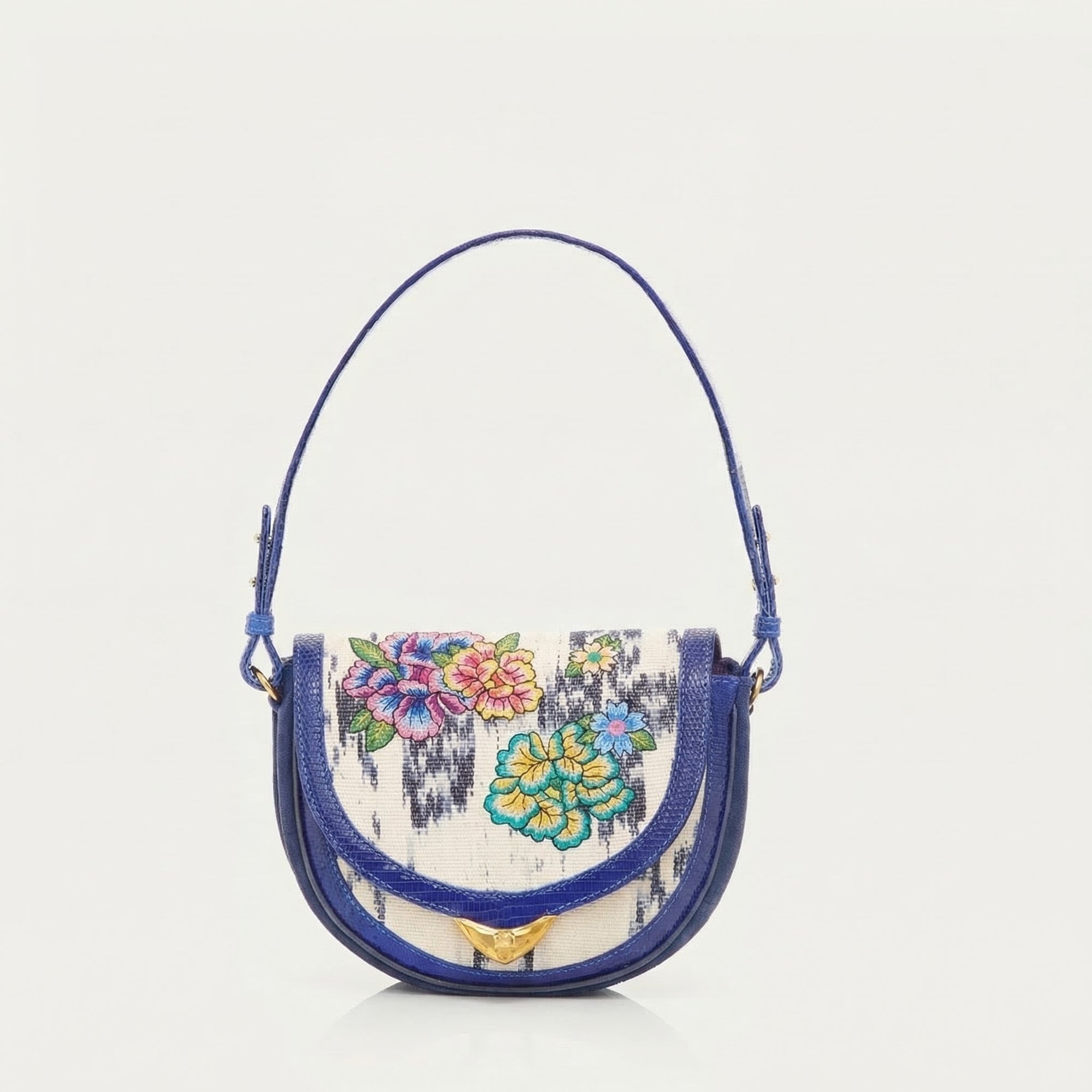 Victoria bag in lizard embroidery - Blue