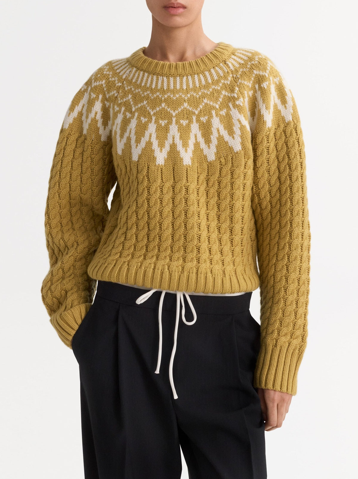 Pull Fair Isle en laine et cachemire mélangé - Jaune