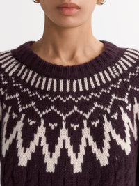 Pull Fair Isle en laine et cachemire mélangé - Violet