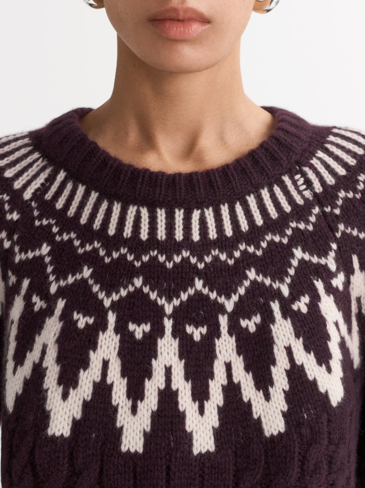Pull Fair Isle en laine et cachemire mélangé - Violet